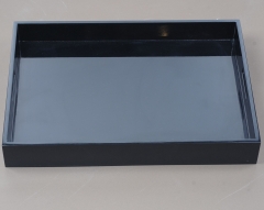 Luxury Elegant Black Wooden Lacquer Tea Serving Tray With Handles