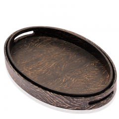 Oval PU Wooden Serving Tray Wholesale With Many Colors Such As Silver/Gold/Black/White,Ect