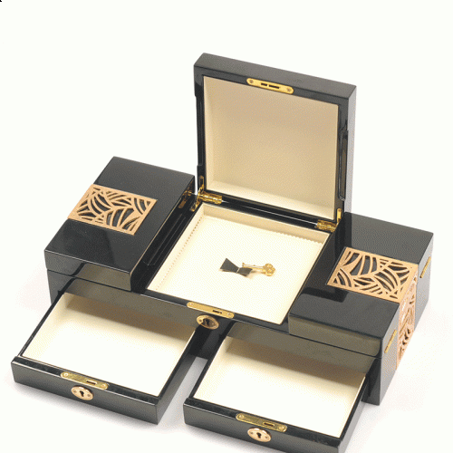 Luxury Necklace Ring Diamond Customized Logo Wooden Jewelry Box